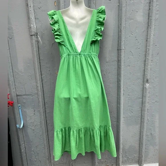 BA&SH Joyce Ruffled Cotton Midi  Dress, size M - Picture 7 of 16